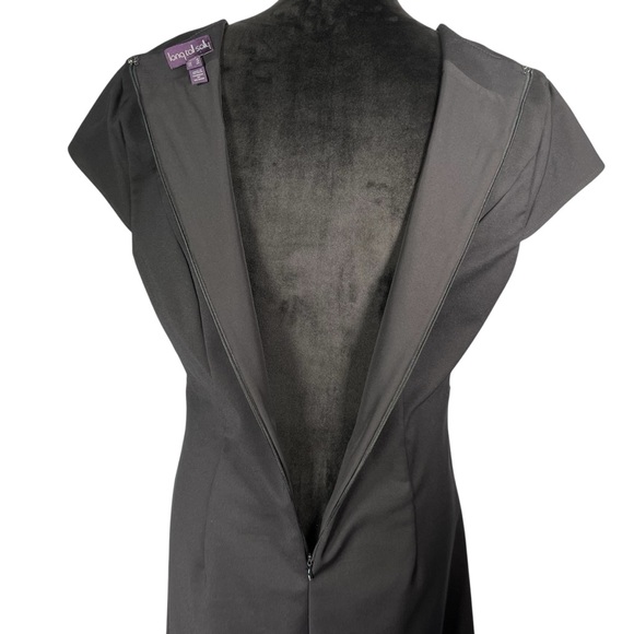 Long Tall Sally Black Midi Dress Belted Short Cap Sleeve V-Neck Classic Tailored - Picture 7 of 15